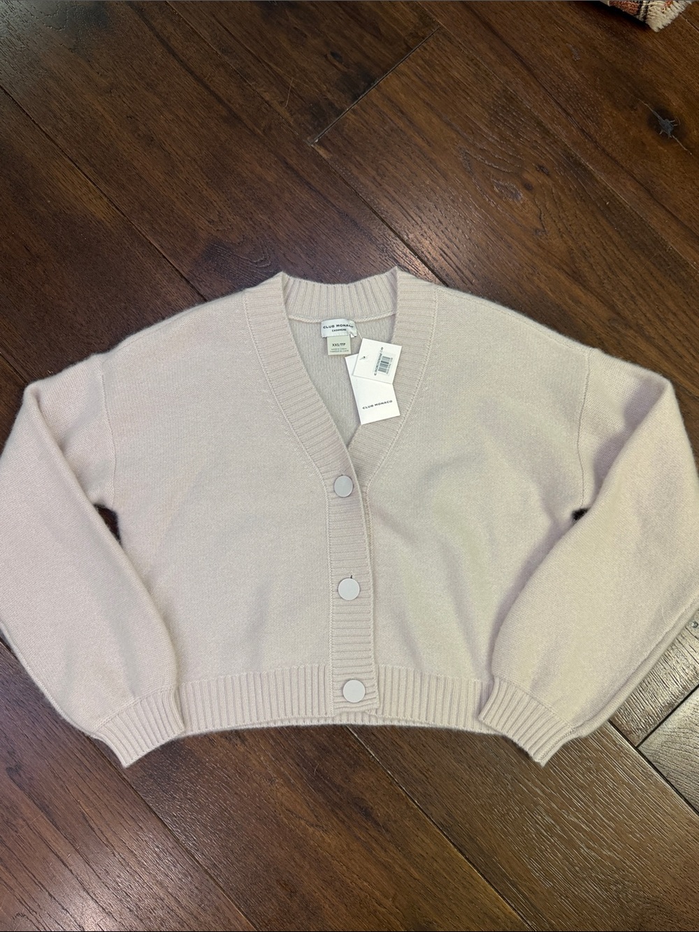 NWT- Club Monaco -Women’s Cropped Button Cashmere Cardigan Pale Pink - Size: XXS